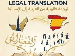Mobile view of Arabic and Spanish legal documents with a formal seal for certified translation services