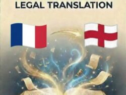 Official French to English Legal Translation featuring the national flags of France and the United Kingdom.