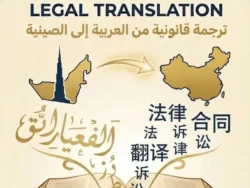Arabic to Chinese legal document translation services showing official stamps and certificates on a mobile interface.