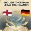 English to German Legal Translation showing the national flags of the United Kingdom and Germany for legal services.