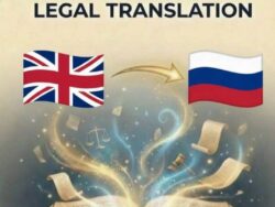 English to Russian Legal Translation document featuring national flags of the United Kingdom and Russia.