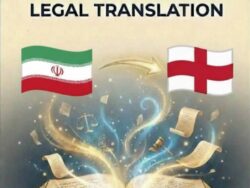 Professional Persian to English Legal Translation services showcasing flags of Iran and the United Kingdom.